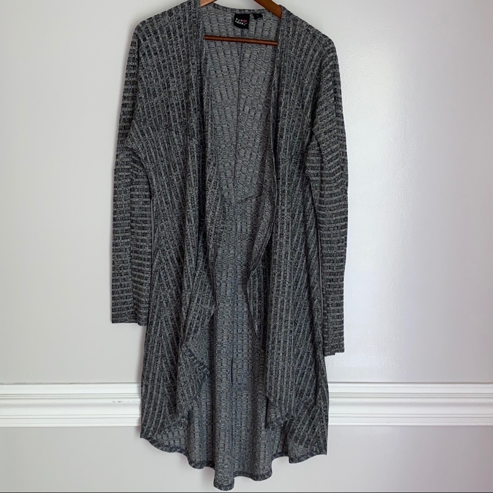 Eye Candy Long Grey Open Cardigan Large L
